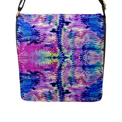 Waves Repeats V Flap Closure Messenger Bag (l) by kaleidomarblingart