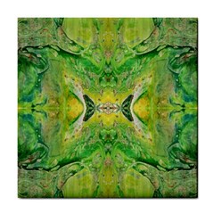 Green Repeats Tile Coaster by kaleidomarblingart