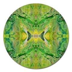 Green Repeats Magnet 5  (round) by kaleidomarblingart