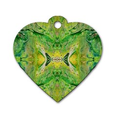 Green Repeats Dog Tag Heart (one Side) by kaleidomarblingart