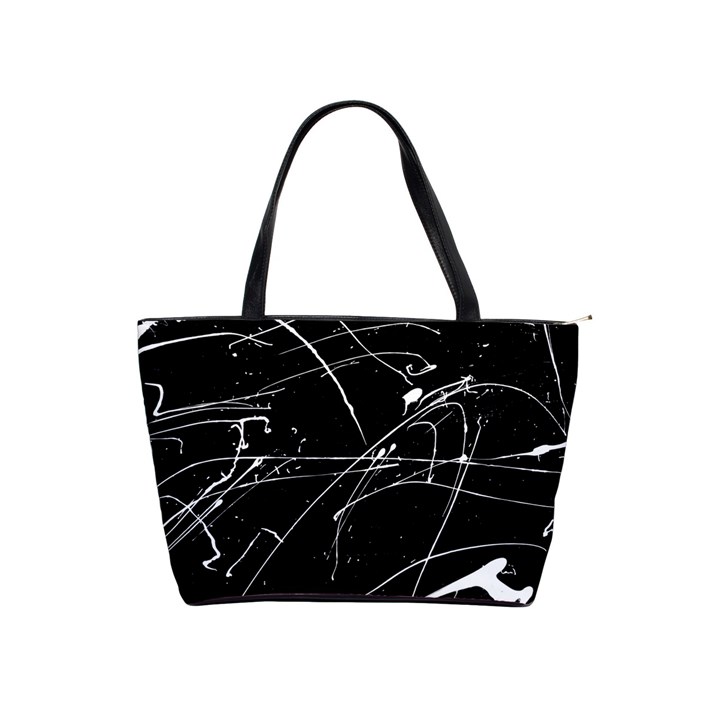 Abstract White Paint Streaks on Black Classic Shoulder Handbag