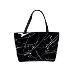 Abstract White Paint Streaks on Black Classic Shoulder Handbag Back