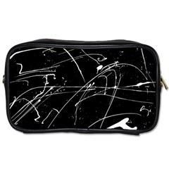 Abstract White Paint Streaks On Black Toiletries Bag (one Side) by VernenInk