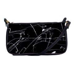 Abstract White Paint Streaks On Black Shoulder Clutch Bag by VernenInk