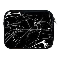 Abstract White Paint Streaks On Black Apple Ipad 2/3/4 Zipper Cases by VernenInk