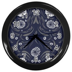 Folk Flowers Print Floral Pattern Ethnic Art Wall Clock (black) by Eskimos