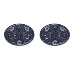 Folk Flowers Print Floral Pattern Ethnic Art Cufflinks (oval) by Eskimos