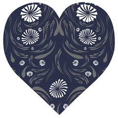 Folk Flowers Print Floral Pattern Ethnic Art Wooden Puzzle Heart by Eskimos