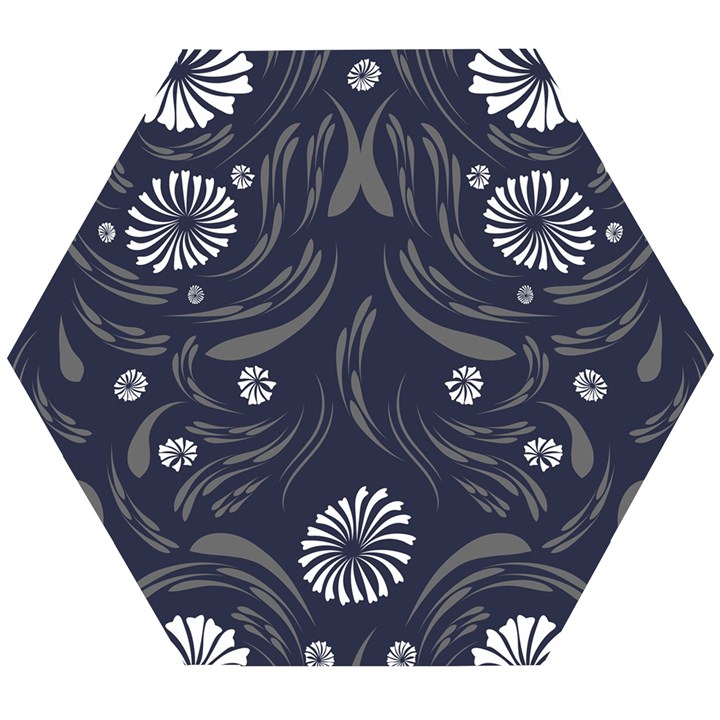 Folk flowers print Floral pattern Ethnic art Wooden Puzzle Hexagon