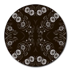 Folk Flowers Print Floral Pattern Ethnic Art Round Mousepads by Eskimos