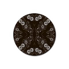 Folk Flowers Print Floral Pattern Ethnic Art Rubber Coaster (round) by Eskimos