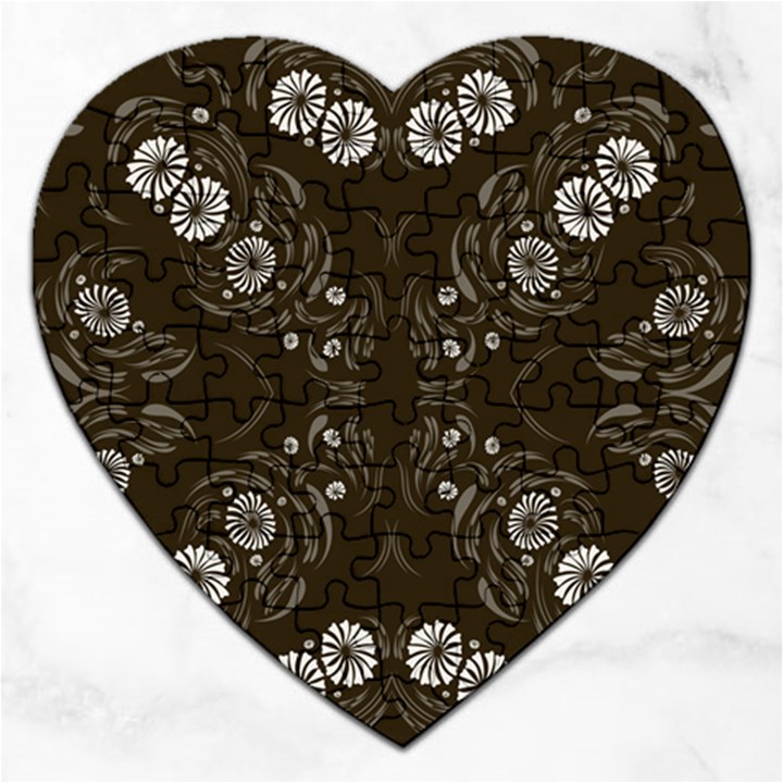 Folk flowers print Floral pattern Ethnic art Jigsaw Puzzle (Heart)