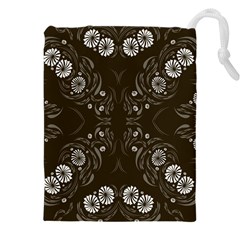 Folk Flowers Print Floral Pattern Ethnic Art Drawstring Pouch (5xl) by Eskimos