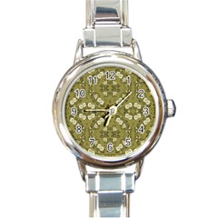 Folk Flowers Print Floral Pattern Ethnic Art Round Italian Charm Watch by Eskimos