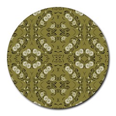 Folk Flowers Print Floral Pattern Ethnic Art Round Mousepads by Eskimos