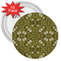 Folk Flowers Print Floral Pattern Ethnic Art 3  Buttons (10 Pack)  by Eskimos