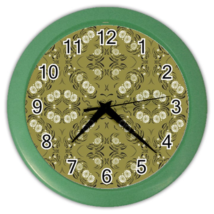 Folk flowers print Floral pattern Ethnic art Color Wall Clock