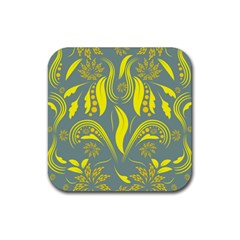 Folk Flowers Print Floral Pattern Ethnic Art Rubber Coaster (square) by Eskimos