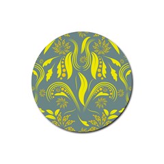 Folk Flowers Print Floral Pattern Ethnic Art Rubber Coaster (round) by Eskimos