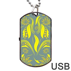 Folk Flowers Print Floral Pattern Ethnic Art Dog Tag Usb Flash (two Sides) by Eskimos