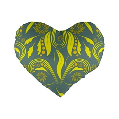 Folk Flowers Print Floral Pattern Ethnic Art Standard 16  Premium Flano Heart Shape Cushions by Eskimos