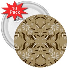 Folk Flowers Print Floral Pattern Ethnic Art 3  Buttons (10 Pack)  by Eskimos