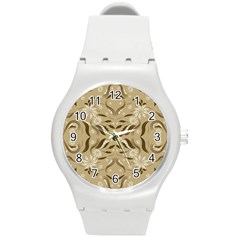 Folk Flowers Print Floral Pattern Ethnic Art Round Plastic Sport Watch (m) by Eskimos