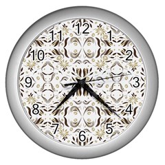 Folk Flowers Print Floral Pattern Ethnic Art Wall Clock (silver) by Eskimos