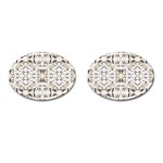 Folk flowers print Floral pattern Ethnic art Cufflinks (Oval) Front(Pair)