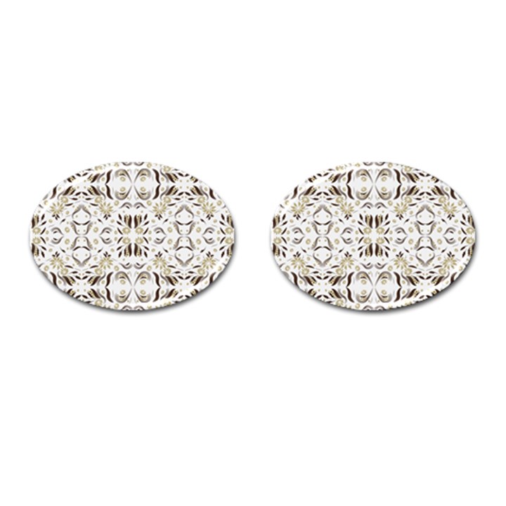 Folk flowers print Floral pattern Ethnic art Cufflinks (Oval)