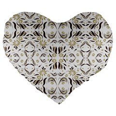 Folk Flowers Print Floral Pattern Ethnic Art Large 19  Premium Flano Heart Shape Cushions by Eskimos