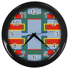 Abstract Pattern Geometric Backgrounds   Wall Clock (black) by Eskimos