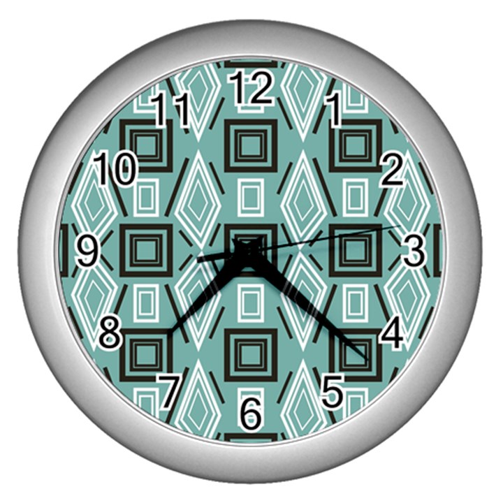 Abstract geometric design   geometric fantasy   Wall Clock (Silver)