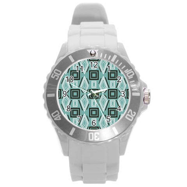 Abstract geometric design   geometric fantasy   Round Plastic Sport Watch (L)