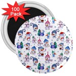 Cute Snowmen Celebrate New Year 3  Magnets (100 pack) Front