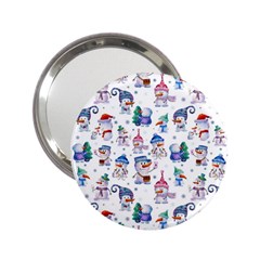 Cute Snowmen Celebrate New Year 2 25  Handbag Mirrors by SychEva