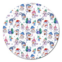 Cute Snowmen Celebrate New Year Magnet 5  (round) by SychEva