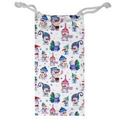 Cute Snowmen Celebrate New Year Jewelry Bag by SychEva