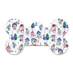 Cute Snowmen Celebrate New Year Dog Tag Bone (one Side) by SychEva