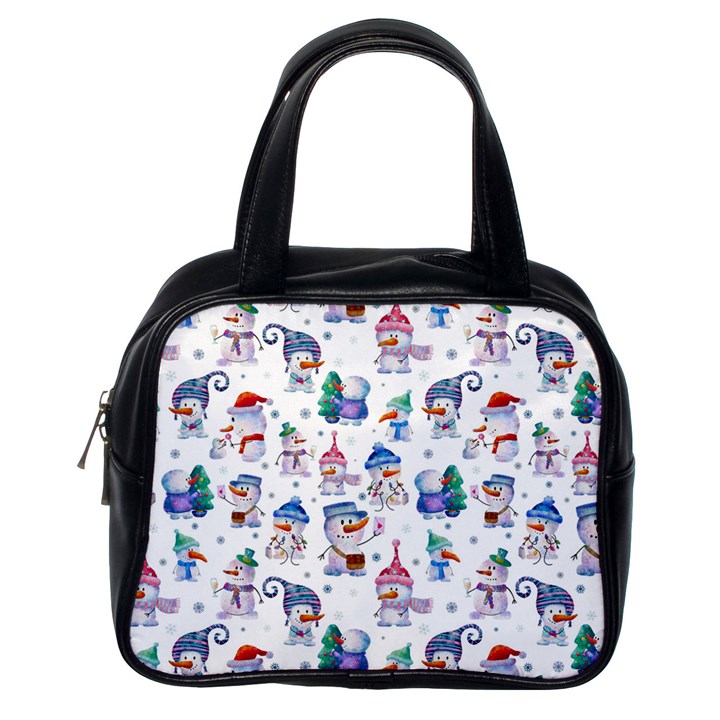 Cute Snowmen Celebrate New Year Classic Handbag (One Side)