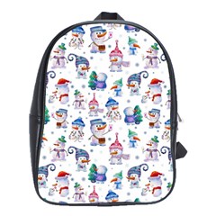 Cute Snowmen Celebrate New Year School Bag (large) by SychEva