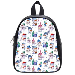 Cute Snowmen Celebrate New Year School Bag (small) by SychEva