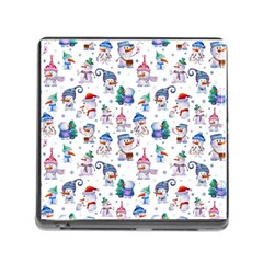 Cute Snowmen Celebrate New Year Memory Card Reader (square 5 Slot) by SychEva