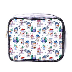 Cute Snowmen Celebrate New Year Mini Toiletries Bag (one Side) by SychEva