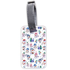 Cute Snowmen Celebrate New Year Luggage Tag (one Side) by SychEva