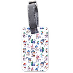 Cute Snowmen Celebrate New Year Luggage Tag (two Sides) by SychEva