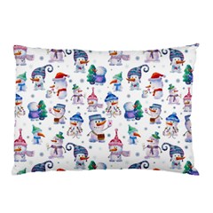 Cute Snowmen Celebrate New Year Pillow Case (two Sides) by SychEva