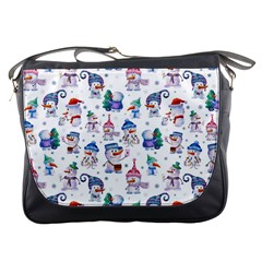 Cute Snowmen Celebrate New Year Messenger Bag by SychEva