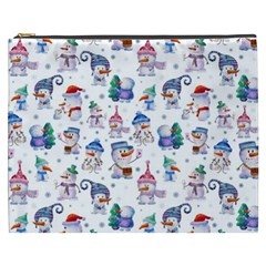 Cute Snowmen Celebrate New Year Cosmetic Bag (xxxl) by SychEva