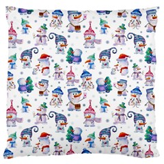 Cute Snowmen Celebrate New Year Large Flano Cushion Case (one Side) by SychEva